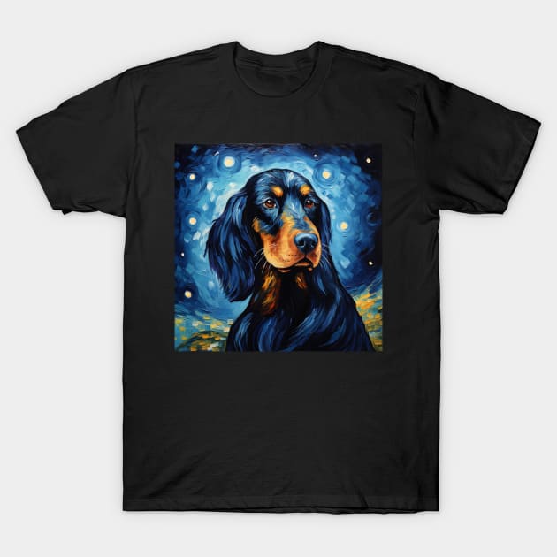 Gordon Setter Starry Night T-Shirt by NatashaCuteShop